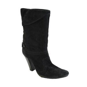 Weekend Max Mara Womens Suede Heeled Mid Calf Boots Solid Black Size EUR 37